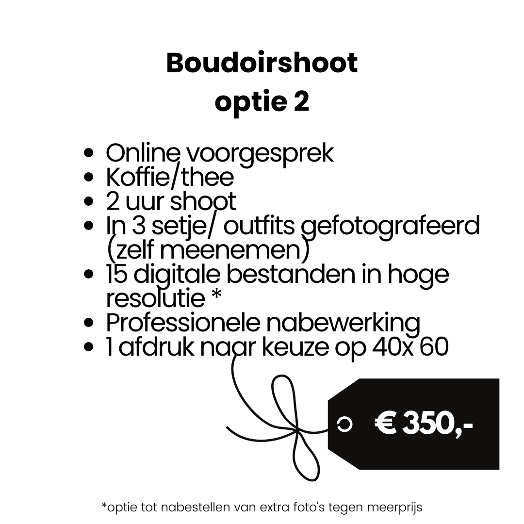 Tarieven Boudoirshoot